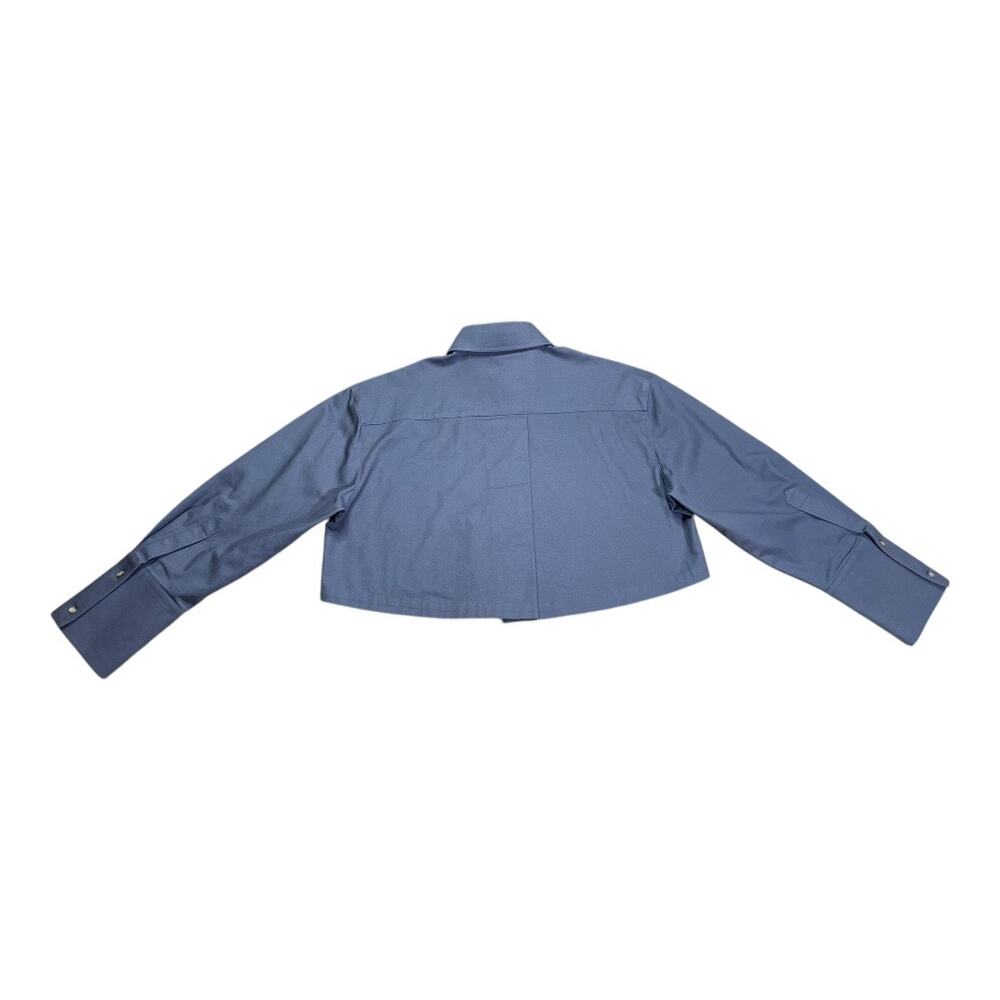 SOLD SOLD Helsa Chino Cropped Shirt Blue Gray Size XS Organic Cotton - Picture 3 of 5